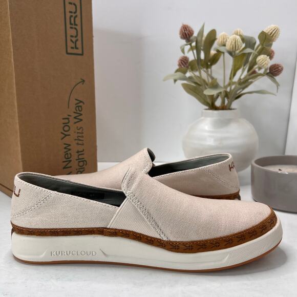 New Kuru ROAM Atla Canvas Slip On Sneaker Sand Women 9.5 NWD Plantar Fasciitis - Picture 7 of 11